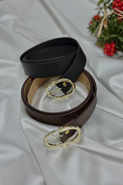 CHUL Büyük Beden Kadın 2'li Flow Kemer - Acı Kahve & Siyah - 3 CM