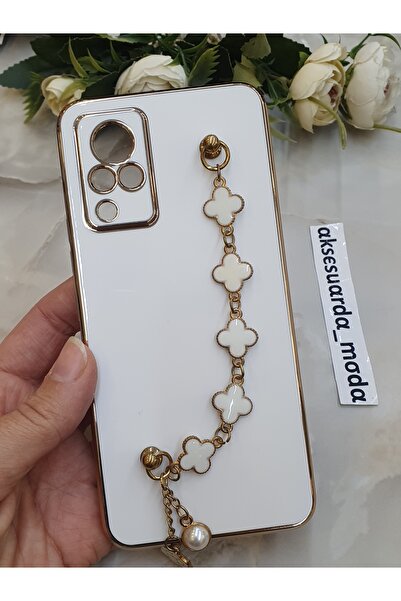 Aksesuarda Moda غطاء لامع متوافق مع هاتف VIVO V21 بتصميم زهرة البرسيم مصنوع ي...