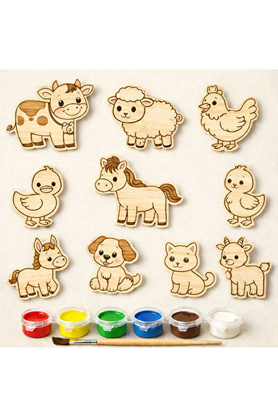 CARON CHOCOLATE Educational Wooden Coloring Game Farm Animals Figure Set |   ...