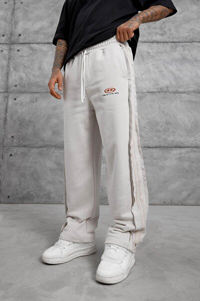 NOMARC Cream Enjoy Printed Striped Detail Baggy Trackpants