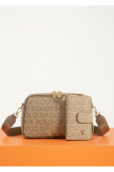 Çanta Trend حقيبة كتف نسائية بطباعة المنك بثلاثة أقسام، مجموعة بحجم 17×28