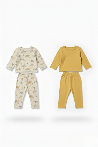 LOGO AKSESUAR Baby 100% Cotton Printed Plain Interlock 2-Piece Set