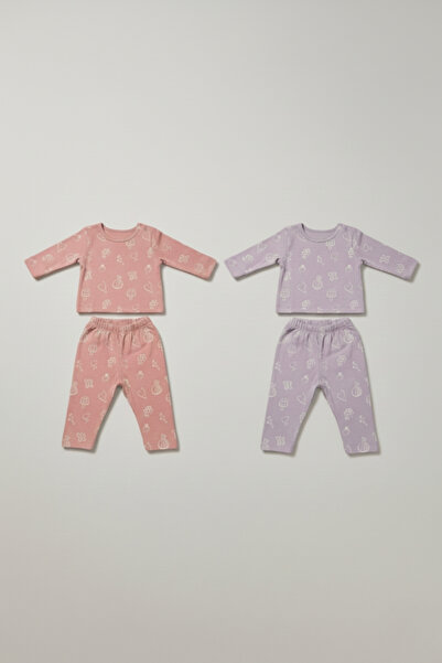 LOGO AKSESUAR Baby 100% Cotton Printed Plain Interlock 2-Piece Set