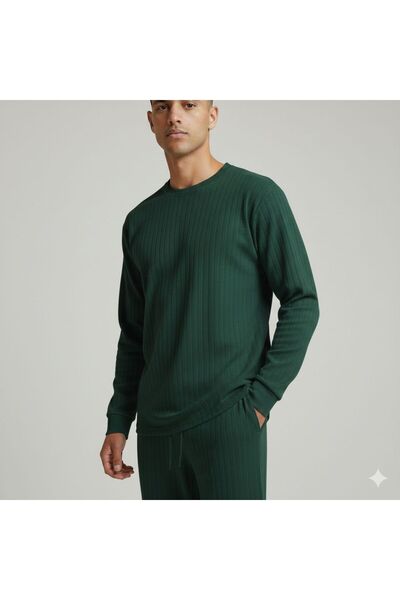 one2tex Corded Fabric Round Neck T-Shirt and Baggy Sweatpants 2-Piece Combina...