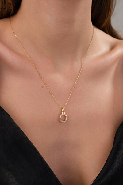 Zeynepli gold & jewelry 14 AYAR ALTIN TAŞLI Ö HARFLİ KOLYE