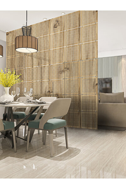 makta ® Perde Paravan - Lazer Kesim Sarkıt Paravan, Ahşap Seperatör, 4'lü Pan...