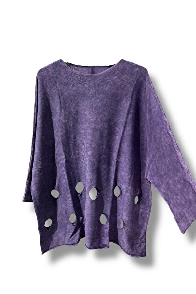 SUMEF 100% Cotton Knit Tunic Blouse – Size 38-52 Compatible - Purple
