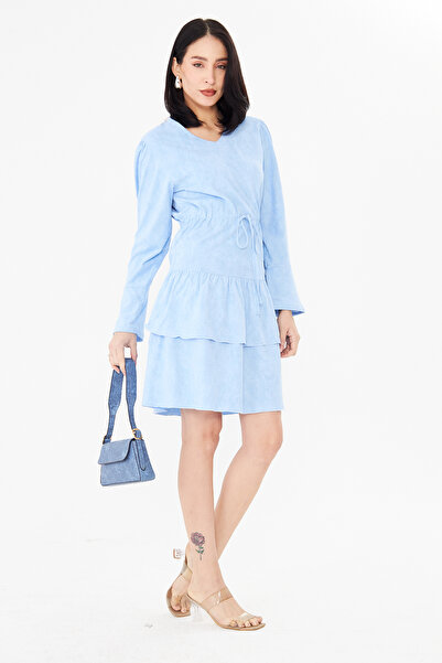 ESPİNA Women's Cotton Knitted Mintaj Printed Layered Skirted Waist Lace-Up V-...