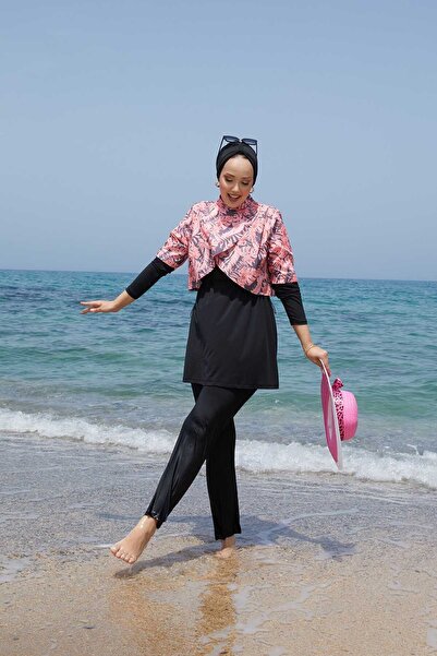 EBRUTESETTÜR Allerli Patterned Hijab Swimsuit Pomegranate Flower