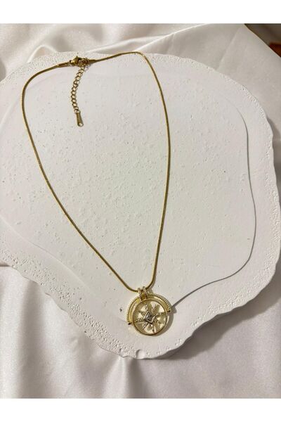 Çelik Gold Pusula Model Kolye