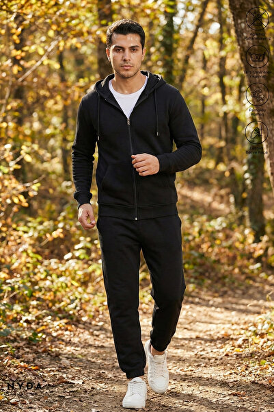 Nyda Collections Men's Fleece-Lined Oversized Cotton Hooded Jacket and Elasti...