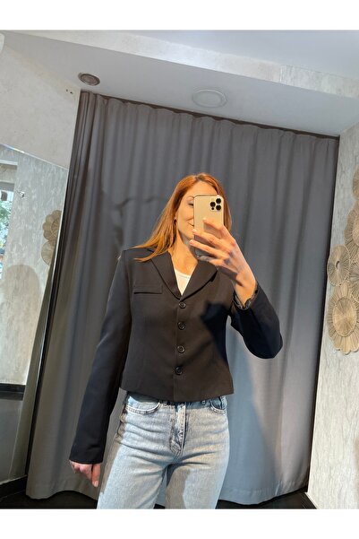 Santorini Kısa Modern Blazer Ceket Siyah