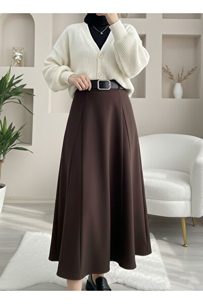 Foremia Butterfly Detailed Dabıl Skirt-Brown