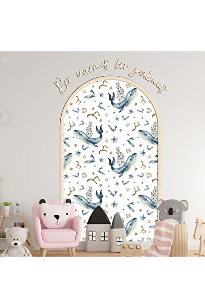 Sosyotab Çocuk Bebek Odası Duvar Sticker Seti | Bir Varmış Yazısı + Çerçeve |...