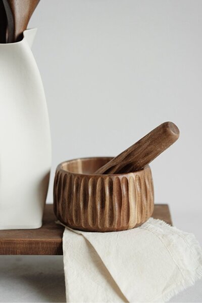 Homerest Akasya Havan, Tokmaklı Doğal Havan Sarımsak Ezeceği, Akasya Ağacı Sa...