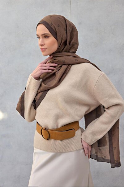 Silk Home Olinda Şal Monogram Desen Sütlü Kahve 75*195