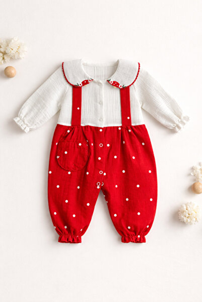 Luna Kız Bebek Red Love Salopetli Tulum