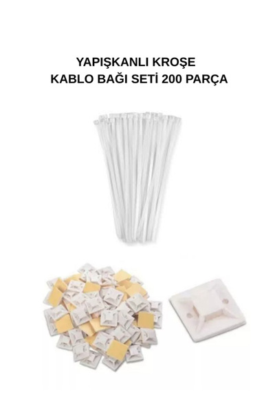 TORK YAPIŞKANLI KROŞE KABLO BAĞI SETİ 200 PARÇA - KROŞE CIRT SETİ