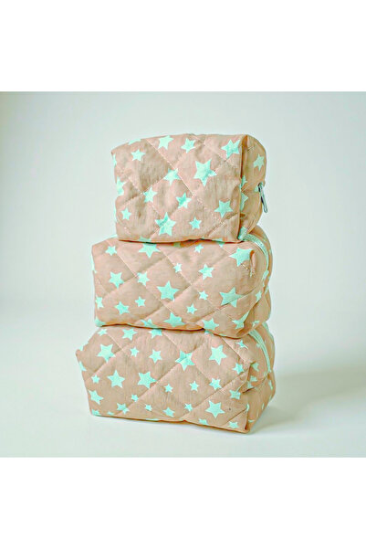 Bestway ve Diğeri حقيبة مكياج صحية للسفر مبطنة بنمط نجمة وردية