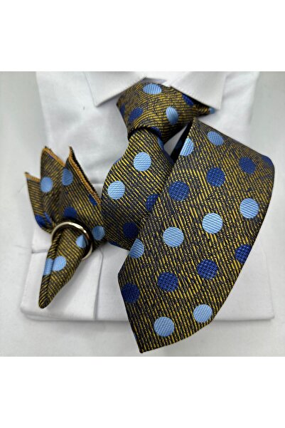 ilayda emir طقم ربطة عنق ومنديل جيب للرجال من البولي يوريثان المنقط الفاخر - ...