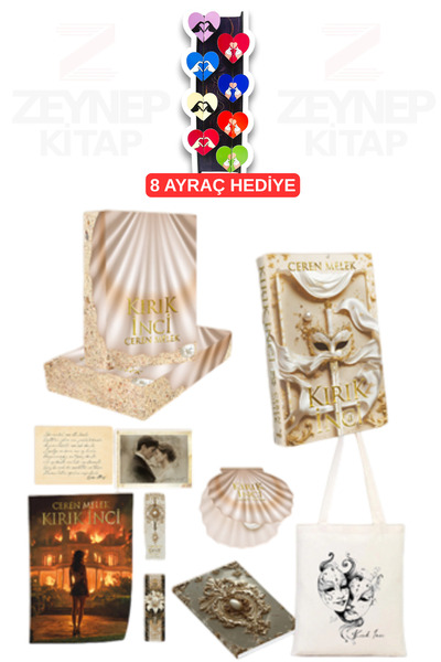 İndigo Kitap Kırık İnci 2 Ciltli-Kutulu (Bez Çanta - Defter - 8'li Kalp Ayraç...