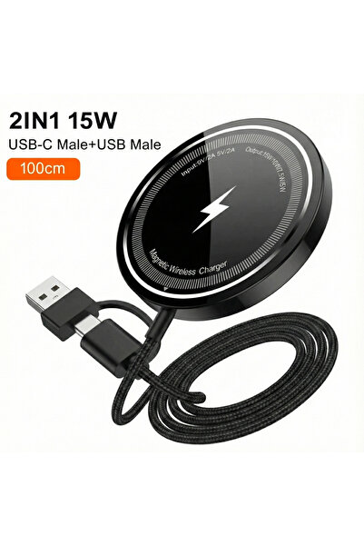 Wyred by Monga Incarcator Wireless Magnetic 2 in 1 Wyred by Monga, Cablu Hibr...