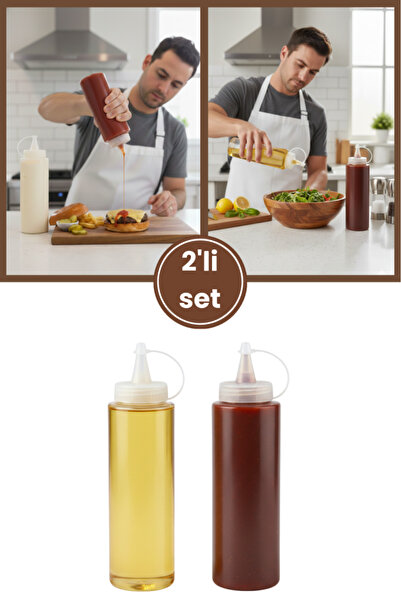 Flora Kapaklı Şeffaf Yağdanlık ve Sosluk 2’li Set, Yağ Sirke Ketçap Mayonez Ç...