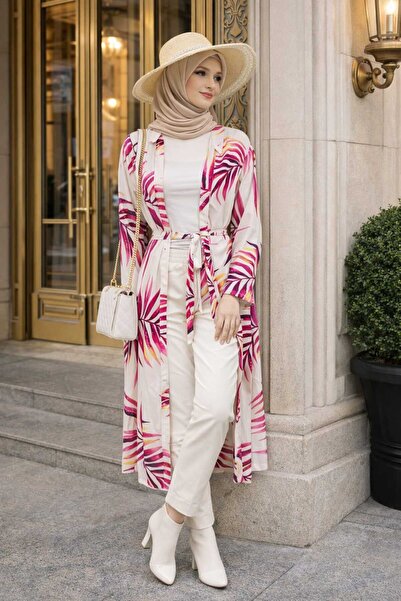 forte bella Ethnic Pattern Maxi Belted Kimono