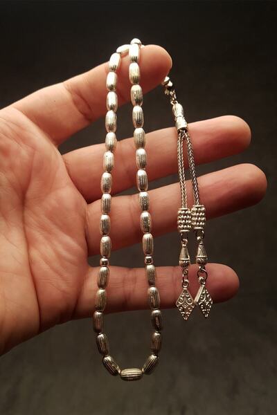 EHİNOS سبحة صلاة معدنية مخططة مقاس 5 × 9 مم للرجال