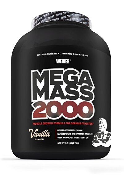 Weider Mega Mass 2000 Weight Gainer with High-Quality Whey Protein, Vanilla, 2.7