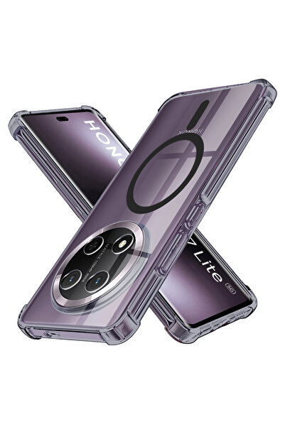 Techsuit Husa Honor Magic7 Lite Shockproof Clear Silicone MagSafe, fumuriu