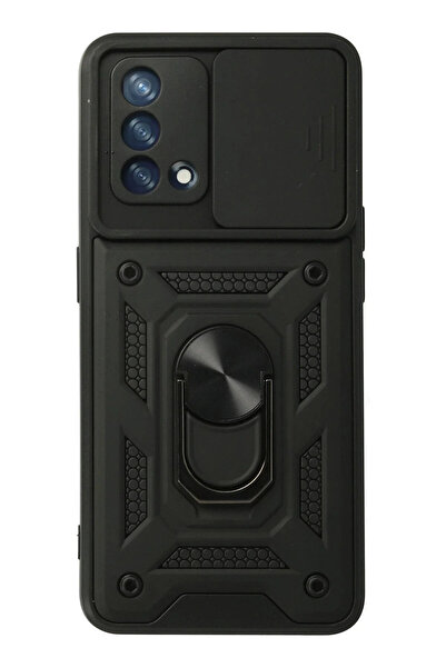 BSN STİL حافظة BSNSHOP A74 4G من السيليكون مع حلقة عدسة بارس - أسود 1058986