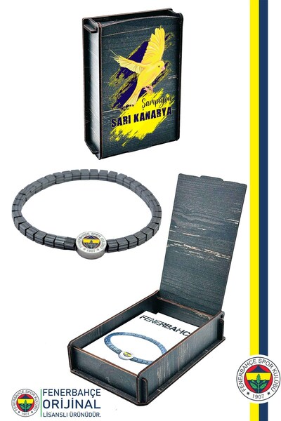 Fenerbahçe Original Licensed Fb Square Hematite Natural Stone Bracelet Canary...