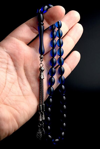 EHİNOS Men's Gift Navy Blue Scented Powder Amber Prayer Beads
