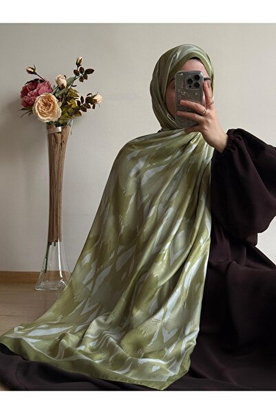Qalortex Scarf Zebra Pattern Shawl-Oil Green