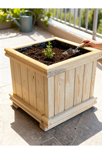 Ceritoğlu AHŞAP BÜYÜK BOY SAKSI-ÇOK AMAÇLI-BAHÇE SAKSISI-AĞAÇ SAKSISI-BOYANAB...