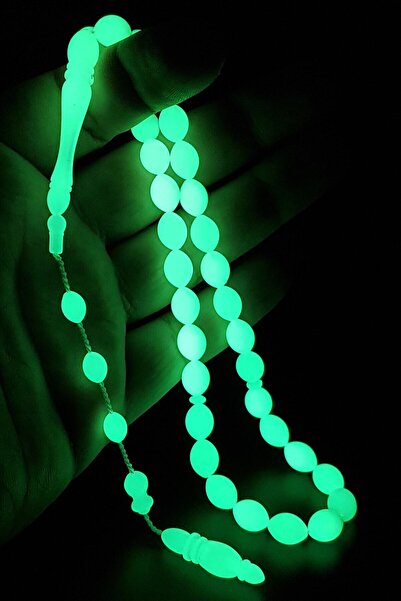 EHİNOS نظام شرابة 7x11 ملم أخضر فسفوري عين القط الغبار العنبر مسبحة الصلاة