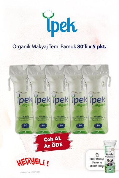İpek Organik 5 pkt x 80'li Makyaj Tem. Pamuğu ve Rosie