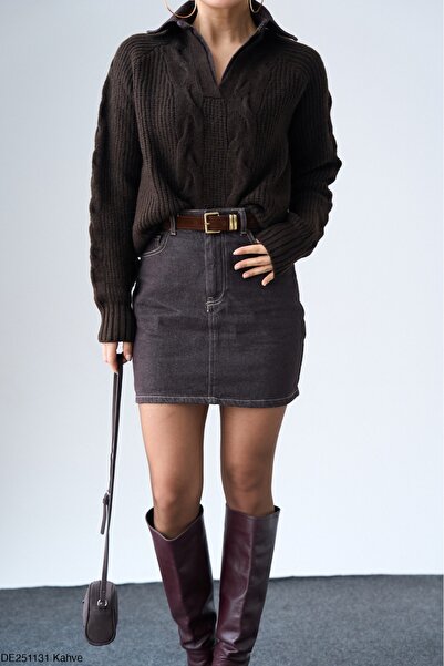 Lupies Women's Brown Mini Denim Skirt