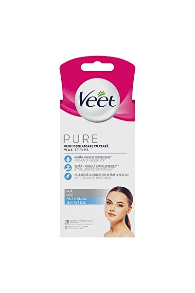 Veet Set 2 x Benzi Depilatoare de Ceara Rece Pure, pentru Fata, 20 Benzi