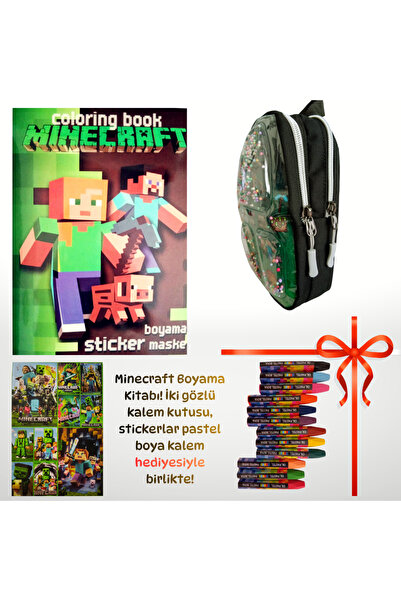 booddie Minecraft Boyama Kitabı, Sticker,2 Gözlü Kalemlik ( 20*12*6 cm ), & 1...