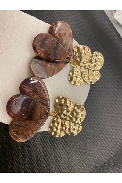JEWELRY Flower & Leaf Detailed Dangle Earrings