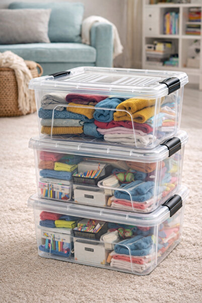 LOREMPBOX Organizator 20 LT, 3 cutii de depozitare, recipient de depozitare