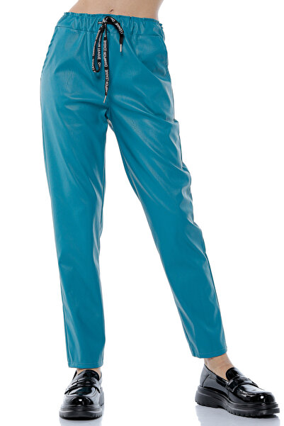 Jolenttine Turquoise Faux Leather Pants