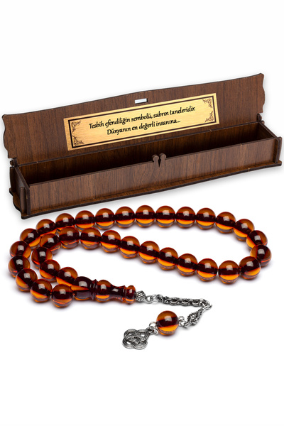 EHİNOS Men's Gift Globe Cut Fire Amber Prayer Beads
