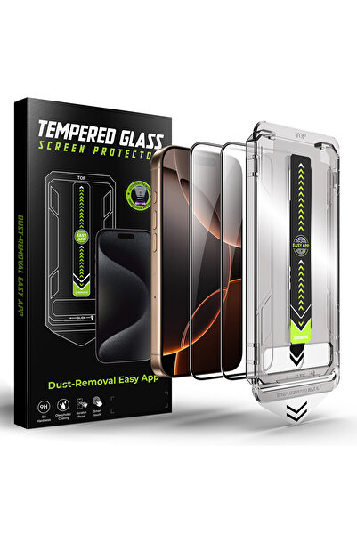 Techsuit iPhone 15 TitanGlass FullCover Screen Protector, Black (Pack of 2)