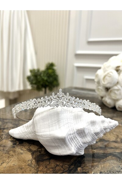 Taşmeran Zircon Stone Design Bridal Tiara High Quality Wedding Henna Engageme...