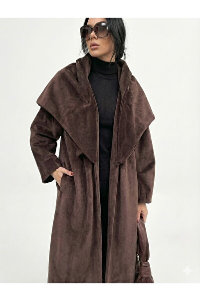 Passion Moda Evi Şal Yaka Acı Kahve Mont