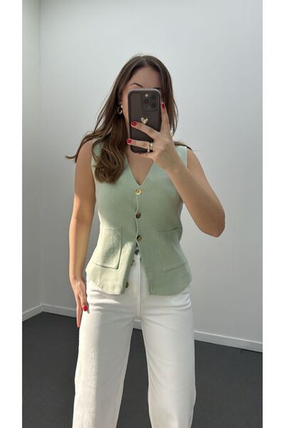 Narferita Risela Gold Düğmeli Yumuşak Triko Hırka