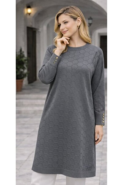 Fresh&Moda Women's Transitional Honeycomb Pattern Long Plus Size Knitwear Swe...